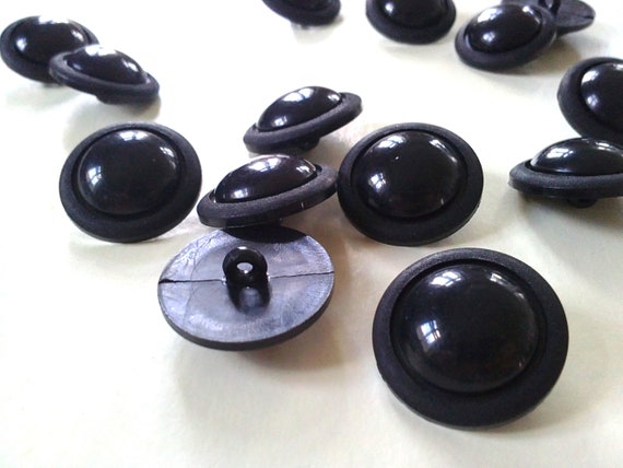 10 Black Matt Round Shank Buttons Dome Buttons 