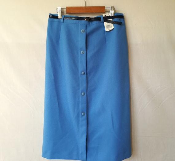 Vintage Pencil Skirt Blue Waist 30 in 70s Vintage… - image 1