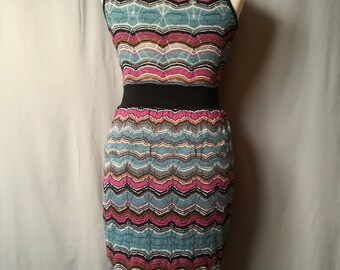 【Missoni】90s ベスト size:XL 90s Missoni Knit Dress Size XS Waist 24 Blue Purple Black