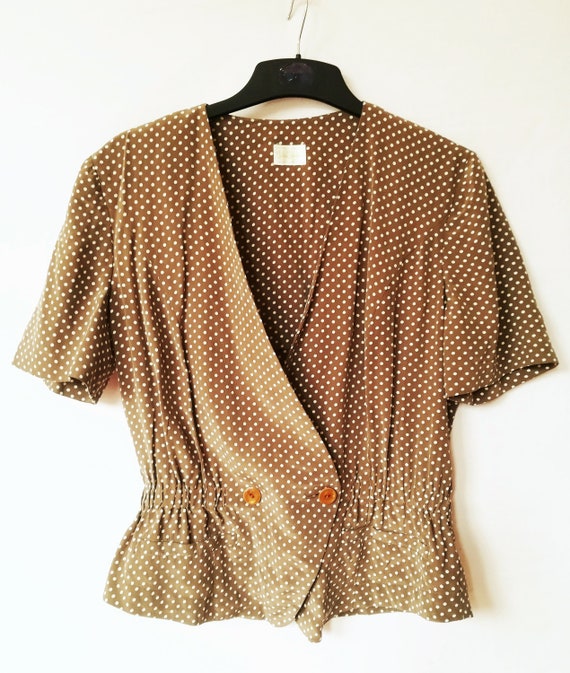 Vintage Silk Blouse Polka Dot Betty Barclay Top B… - image 1