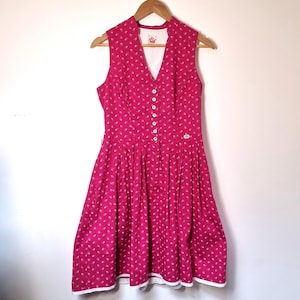 Dirndl Dress Pink Size S Waist 28 Trachten Dress Floral Ditsy High Neck German Folk Dress Wiesn Oktoberfest
