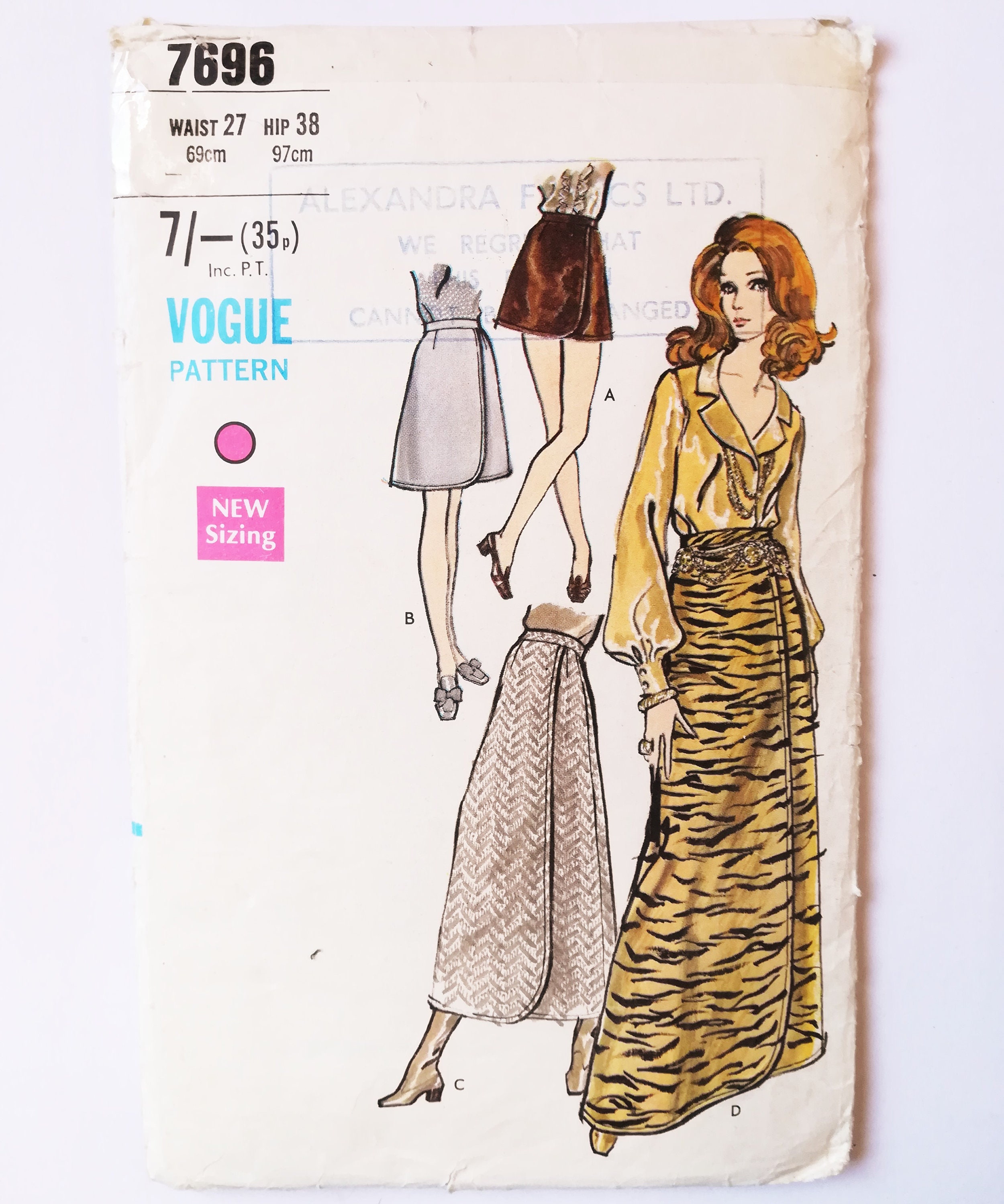 Easy Vogue Option V8711 Ladies Fitted Mock Wrap Skirt Sewing