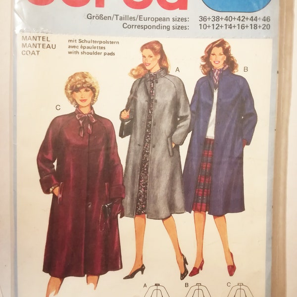 Sewing Pattern Coat Duster 60s Style Burda 7724 Multisize 36 38 40 42 44 46 or 10 12 14 16 18 20