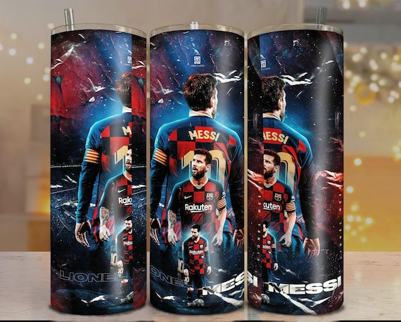Lionel Messi Tumbler Wrap: Barcelona Soccer Fan Gift PNG