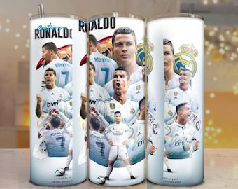 Cristiano Ronaldo Real Madrid 20oz Tumbler Wrap - Soccer Cup Design – Ronaldo Football Fan Gift