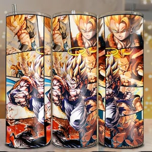 Gogeta Comic Tumbler Wrap | Anime Manga Style 20oz Skinny Tumbler Sublimation PNG