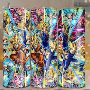 Dragon Ball Z Super 20oz Skinny Tumbler Wrap – Goku & Vegeta Anime PNG – Instant Digital Download