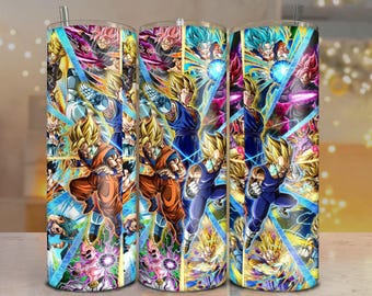 Dragon Ball Z Tumbler Wrap: Goku & Vegeta Anime PNG (Digital Download)