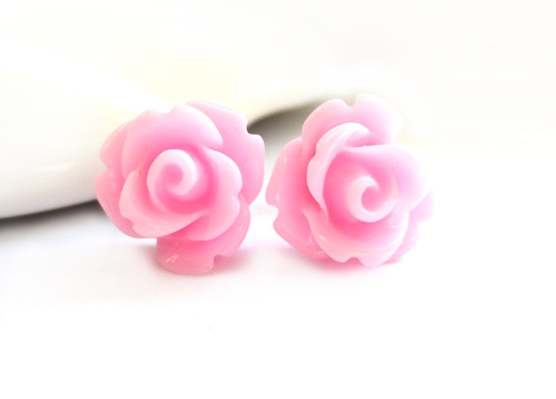 Light Pink Rose Stud Earrings SALE