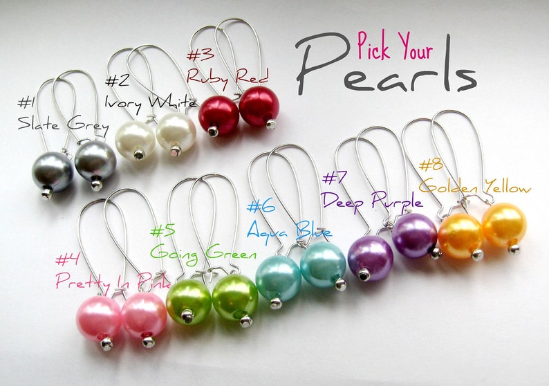 Pink Faux Pearl Kidney Wire Earrings