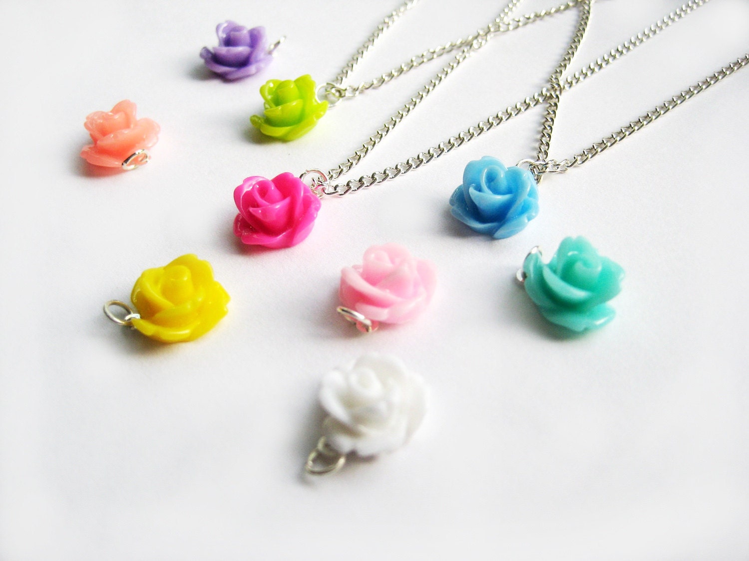 One Rose Necklace Your Choice of Color 24 Rose Colors To Etsy
