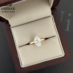 2.5 Ct Oval Cut Moissanite Engagement Ring, Oval Diamond Solitaire Ring, 14k Solid Gold Wide Band Ring, Minimalist Jewelry, Gift For Women