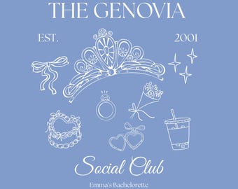 Princess Diaries Bachelorette PNG SVG, Genovia Social Club (nom et année personnalisables)