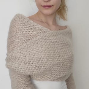 Wedding Wrap/ Bridal Stole/ Wedding Cape/ Wedding Cover Up/ Wedding Bolero for the Bride/Wedding Sweater/ Wedding Shawl with sleeves/ Beige
