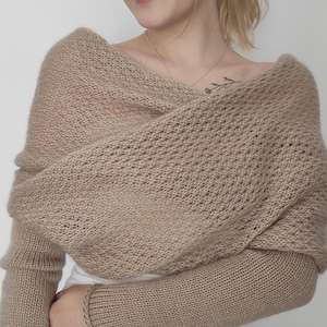Wedding Wrap/ Bridal Stole/ Wedding Cape/ Wedding Cover Up/ Wedding Bolero for the Bride/Wedding Sweater/ Wedding Shawl with sleeves/ Beige