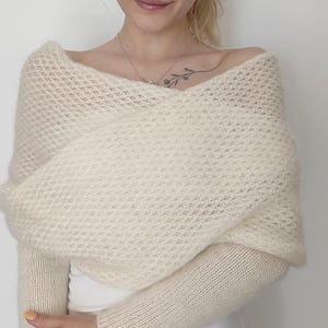 Wedding Wrap/ Bridal Stole/ Wedding Cape/ Wedding Cover Up/ Wedding Bolero for the Bride/ Wedding Sweater/ Wedding Shawl with sleeves/ Ivory