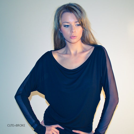black oversized off the shoulder top