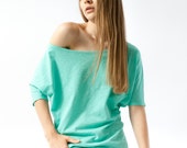 Off the shoulder top in mint green color and cotton