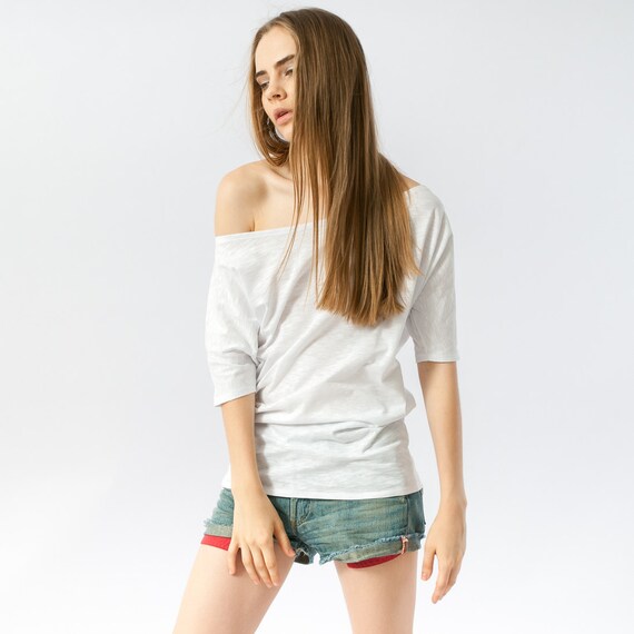 White off one shoulder top Clearance