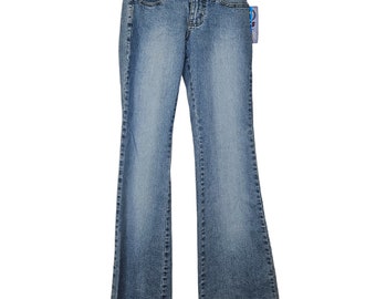 Deadstock Y2K Angels 1 Stretch Hipster Jeans Bootcut Verblasste Waschung Boho Western