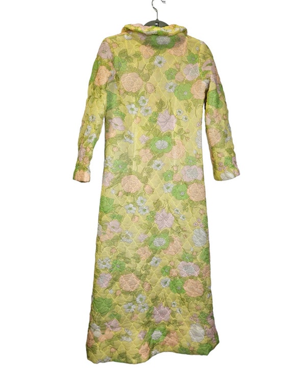 Vintage 60s L Quilted House Coat Robe Kitsch Gree… - image 2