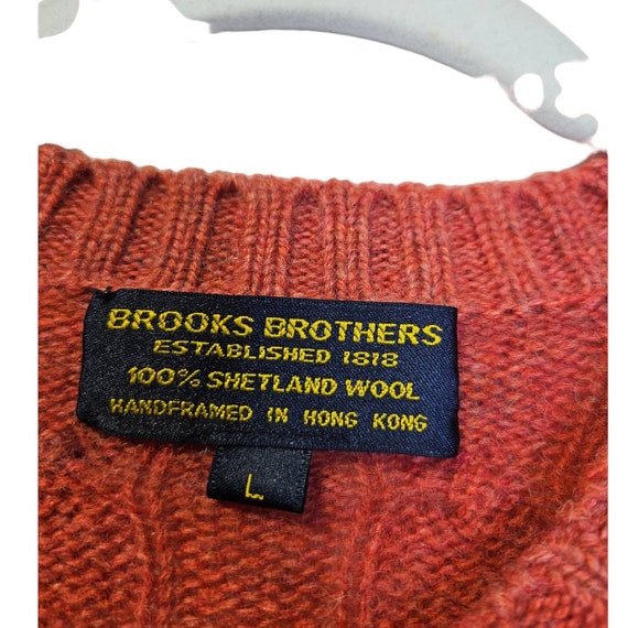 Vintage Brooks Brothers L Red Shetland Wool Cable… - image 2