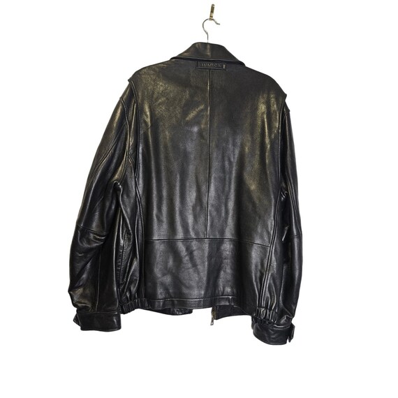 Vintage Y2K Nautica L Black Leather Bomber Jacket… - image 2