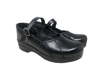 Y2K Dansko 39 Black Leather Chunky Mary Jane Clog Whimsygoth Grunge Comfort