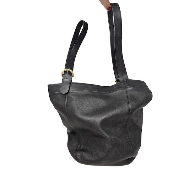 Vintage 90 Coach 4082 Soho Duffle Black Leather US Made Tote Bag