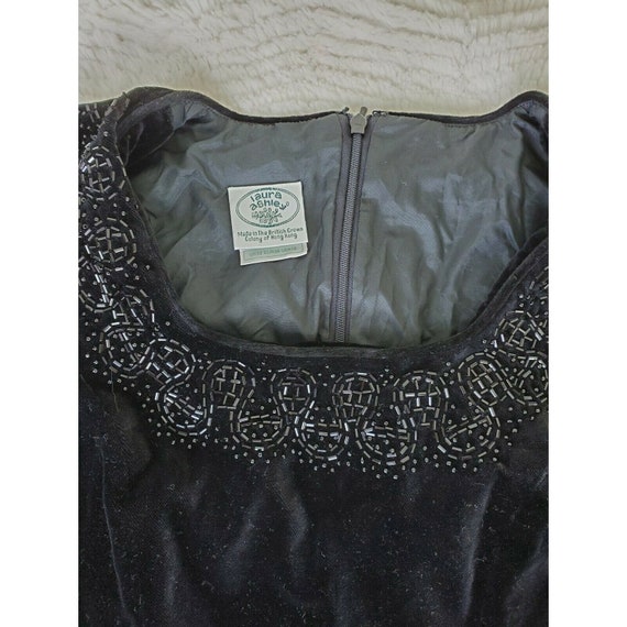 Vintage Laura Ashley Size 10 Black Velvet Beaded … - image 3