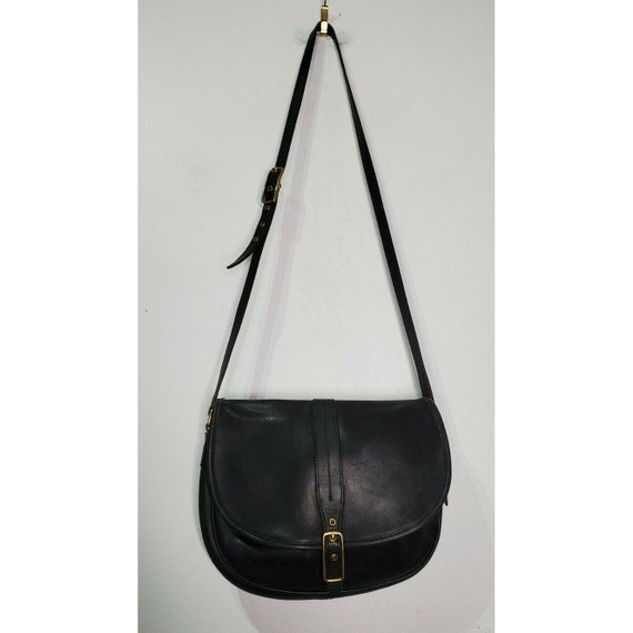 Vintage Coach Black Leather Saddlebag Bag Buckle … - image 2