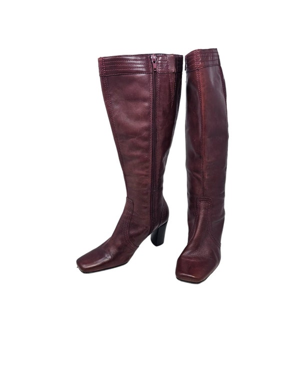 Vintage Y2K 6.5 Brown Leather Square Toe Boho Tal… - image 8