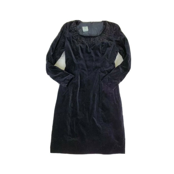Vintage Laura Ashley Size 10 Black Velvet Beaded … - image 1