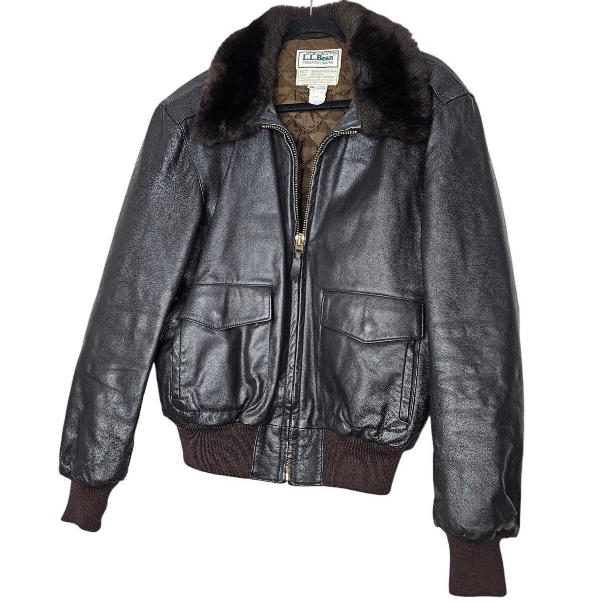 Vintage 80s L.L. Bean 44 Brown Leather Bomber Jacket Vintage 80s L.L. Bean 44 Brown Leather Bomber Jacket