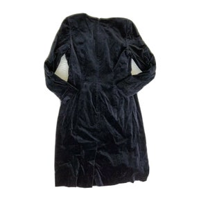 Vintage Laura Ashley Size 10 Black Velvet Beaded Dress Long Sleeve Sheath image 4