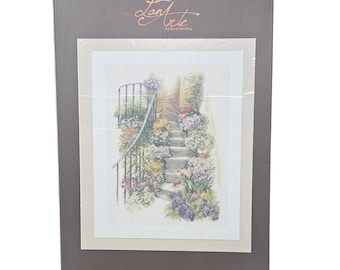 NEW Lanarte Counted Cross Stitch Kit Flower Stairs Cottage Romantic Craft