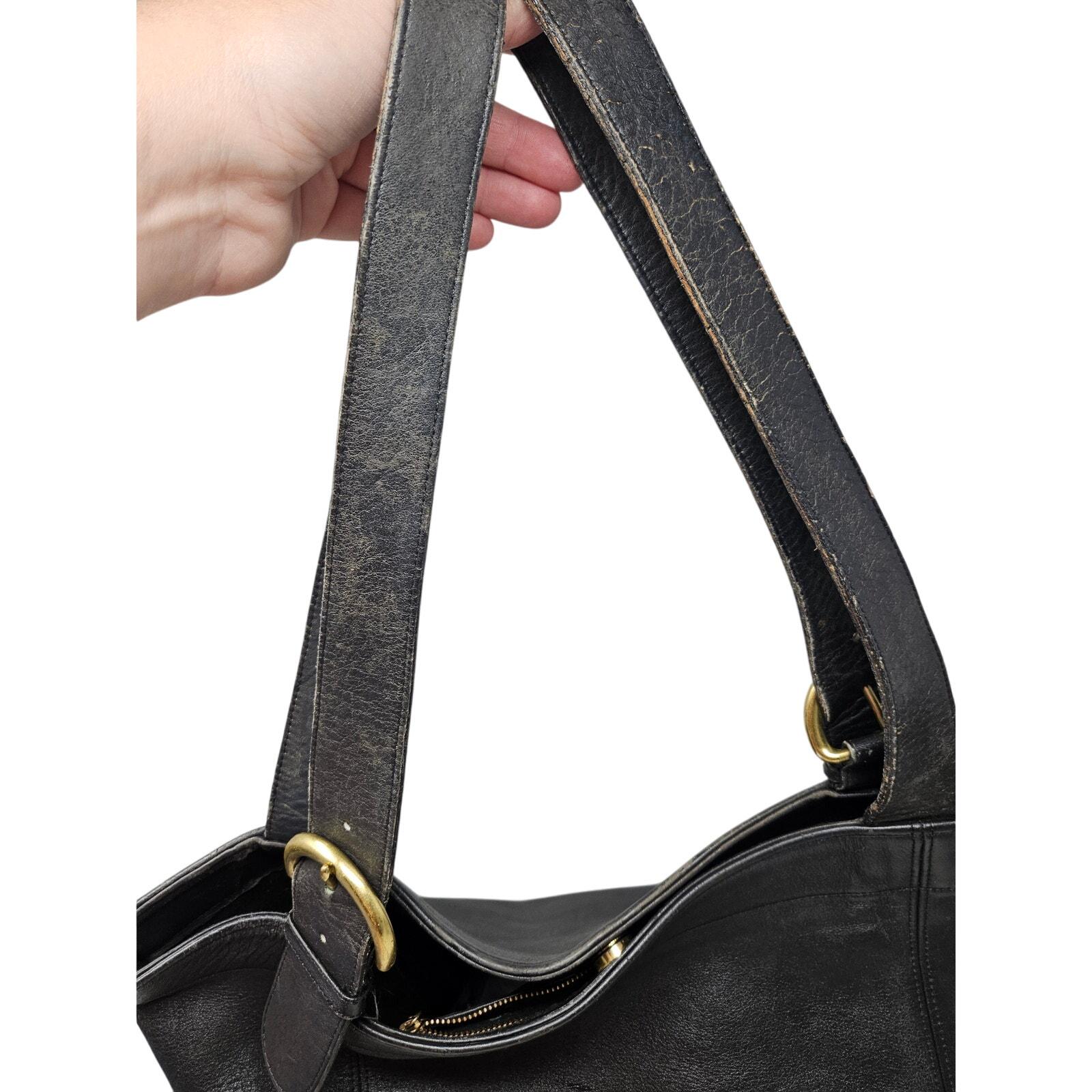 Vintage 90 Coach 4082 Soho Duffle Black Leather US Made Tote Bag 