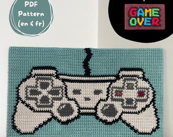 Patron du tableau en crochet : Manette jeu vidéo - Retro gaming tapestry crochet pattern