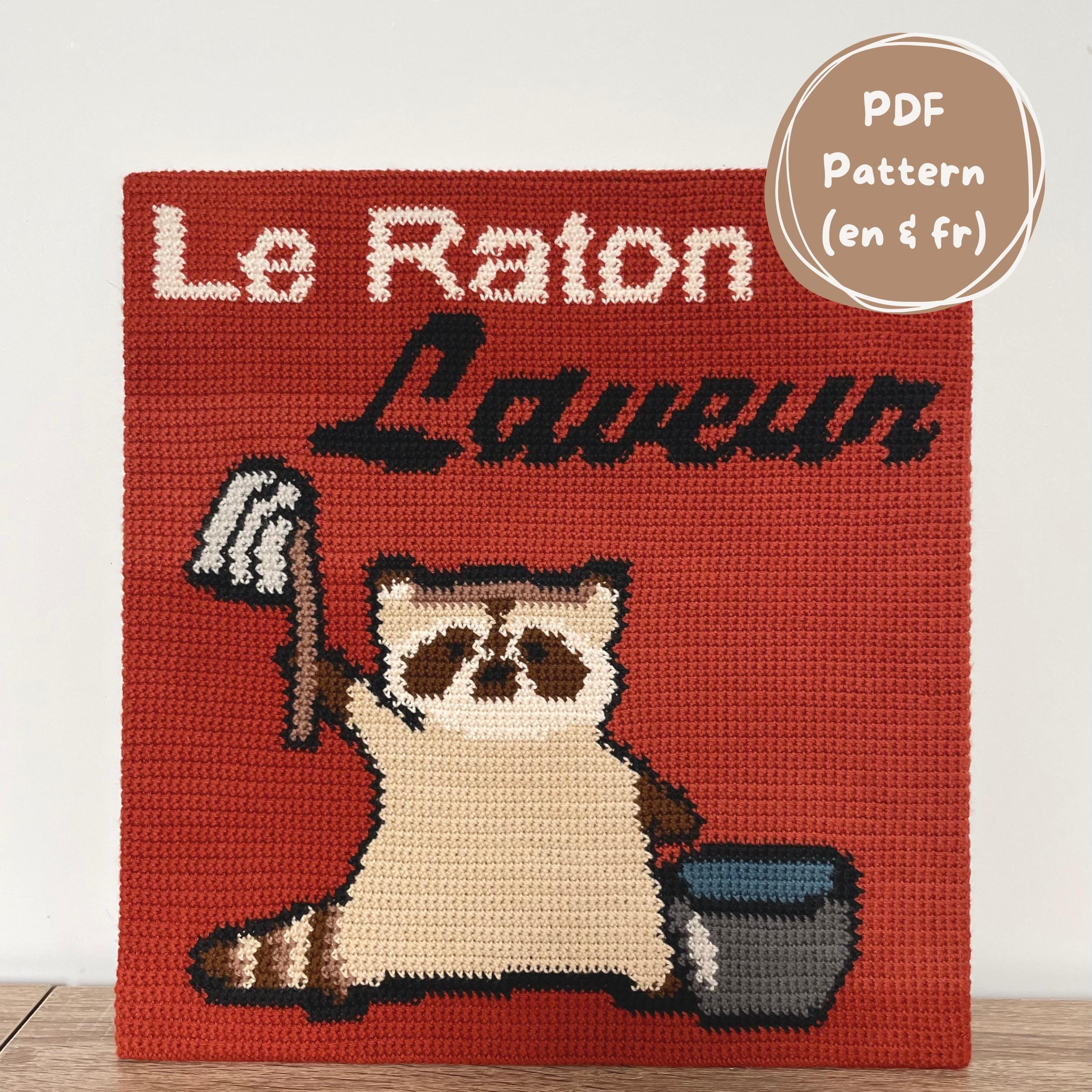 30 Racoon Crochet Patterns for Woodland Amigurumi, Hats, Appliques, and Cozy Handmade... 19 Raton Laveur Tapestry Crochet Wall Panel Pattern