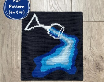 Patron du tableau en crochet " Blue wine drop " - tapestry crochet pattern