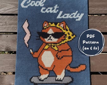 Virkmönster för målning "Cool kattdame" - Gobelängvirkmönster