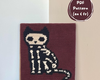 Padrão de crochê para a tapeçaria: O Gato Esqueleto - Padrão de crochê para tapeçaria
