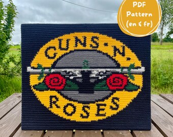 Patron tableau en crochet Guns and Roses - Tapestry crochet pattern