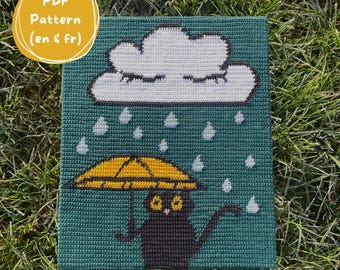 Tapestry crochet pattern of the Rainy cat - Cat tapestry crochet pattern