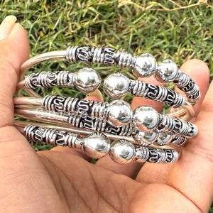 Thick West Indian Silver Bangles, Set Of 5 Bangles, Sterling Silver Bangle Sets, Sminarior Bangles, Boho Bangles For Women, 5 Day Bangle