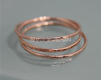 Bague empilable en cuivre martelé : anneau fin, bijoux pour l'arthrite