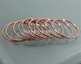 Hammered Copper Ring Set: Thin Stacking Bands, Arthritis Jewelry