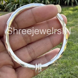 Handmade Chunky 925 Silver Bangle Bracelet: Boho Statement Jewelry