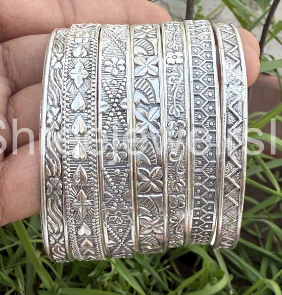 Handmade 925 Sterling Silver Bangle Set - West Indian Stacking Bangles