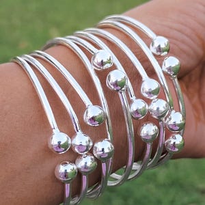Thick West Indian Silver Bangles, Set Of 7 Bangles, Sterling Silver Bangle Sets, Sminarior Bangles, Boho Bangles For Women, 7 Day Bangle